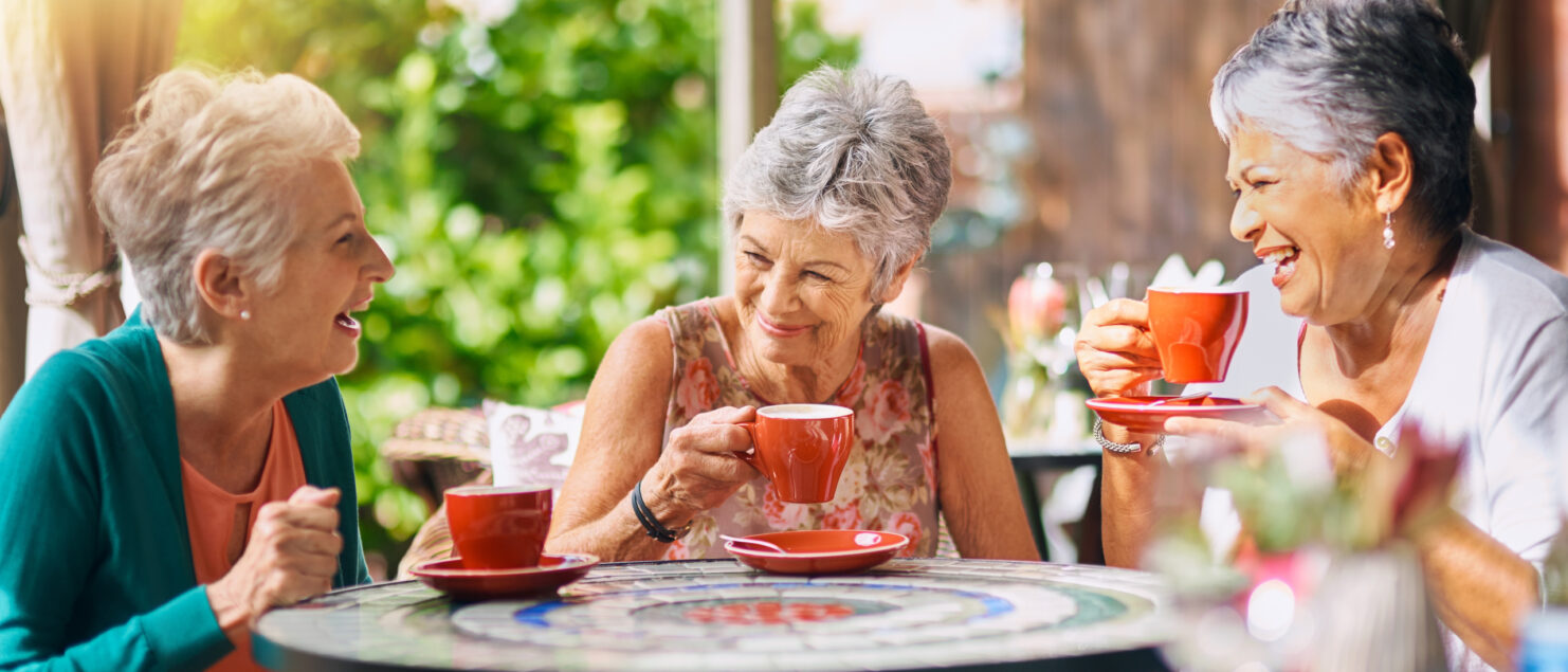 Three women at a café.